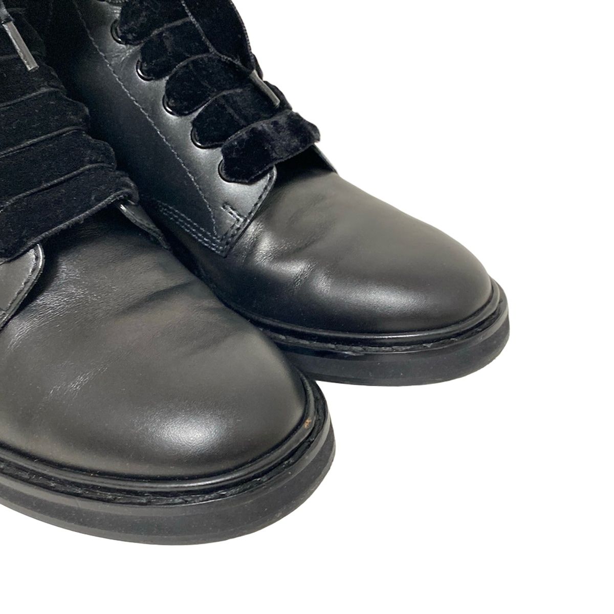  RogerVivier ロジェヴィヴィエ ショートブーツ 371 2 レディース - 黒 レースアップ ビジュー レザー ブーティ ブーツ