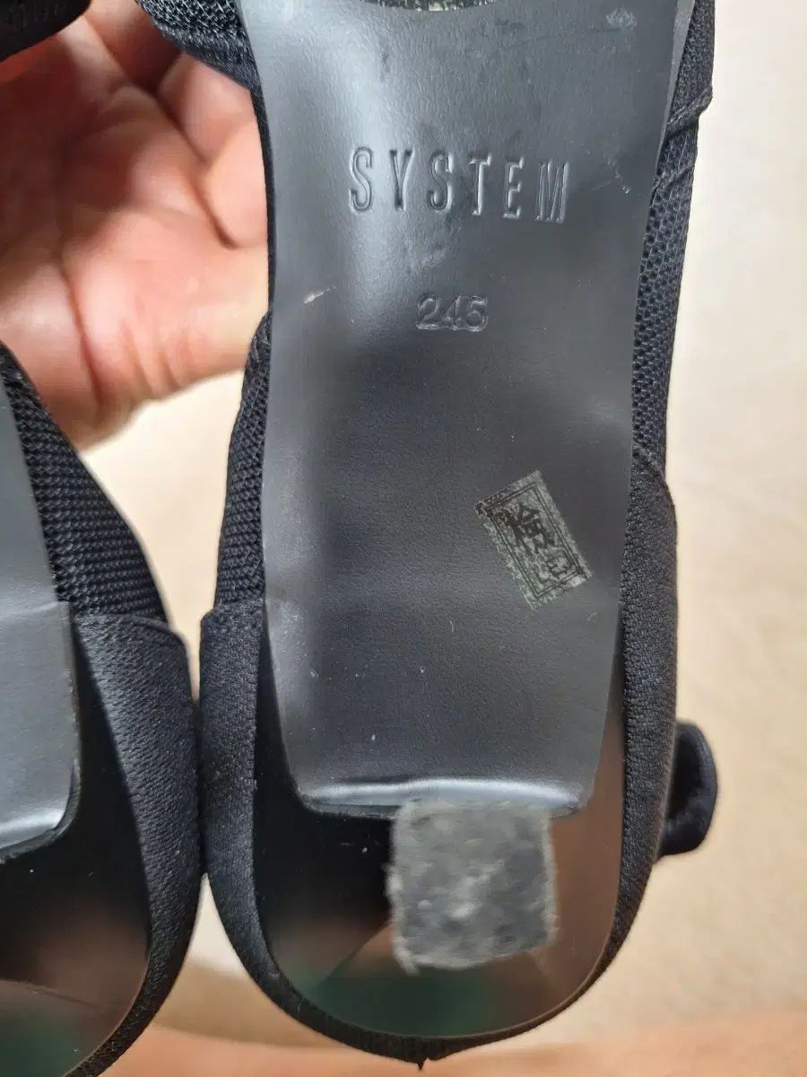 SYSTEM システム ブラック リボンヒール パンプス シューズ