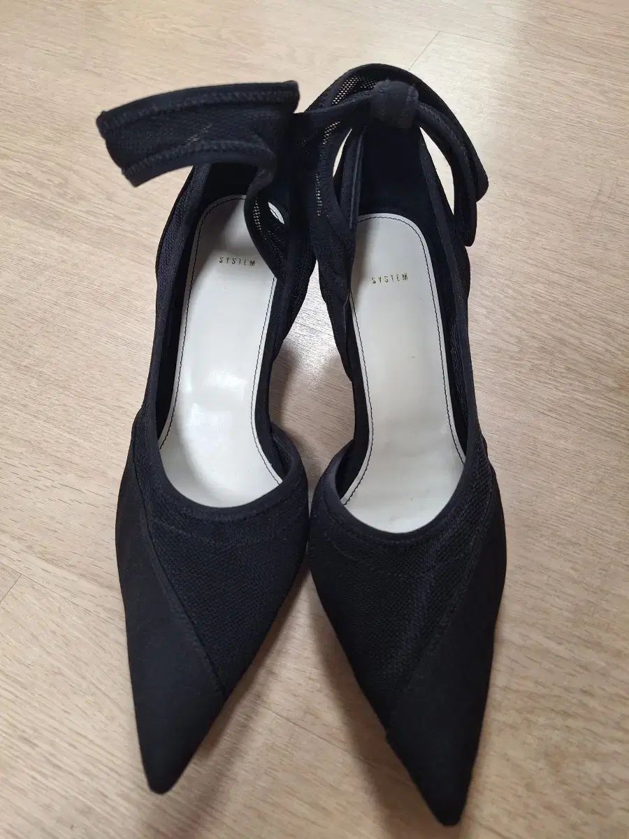 SYSTEM システム ブラック リボンヒール パンプス シューズ