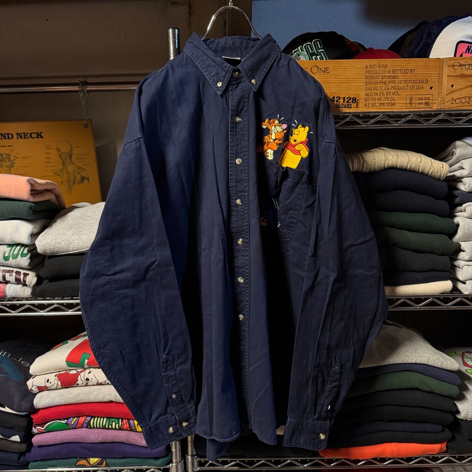 Disney ディズニー くまのプーさん Winnie-the-Pooh BDシャツ ネイビー