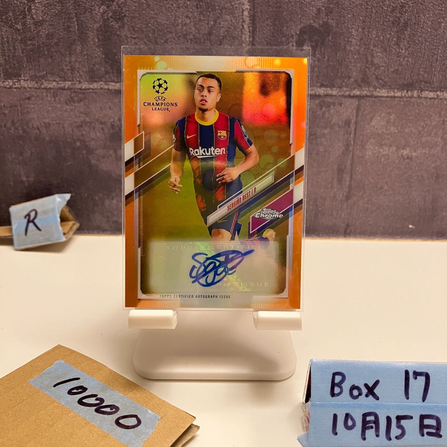 2020-21 Topps Chrome UEFA Champions League Sergino Dest 直筆サインカード FC Barcelona Refractor カード
