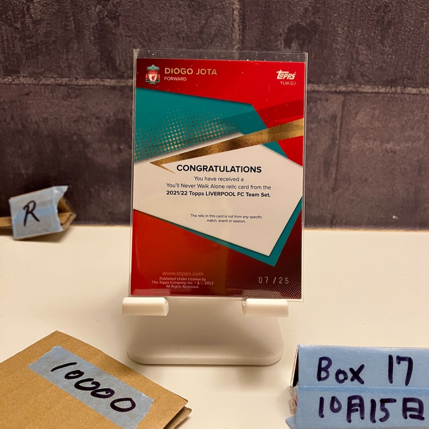 2021-22 Topps Diogo Jota 07 25 Liverpool You ll Never Walk Alone ジャージ Refractor カード
