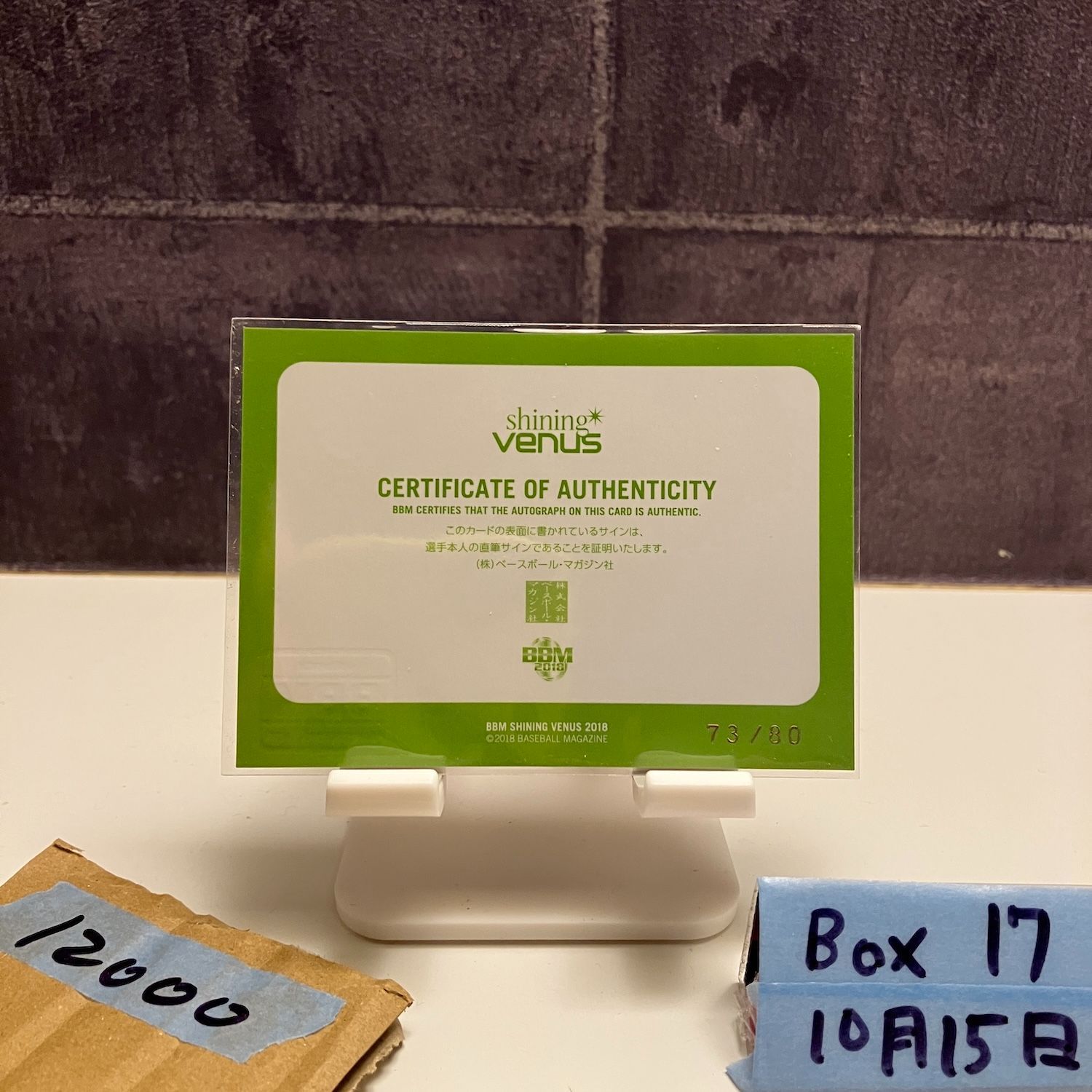 2018 BBM Shining Venus 中川千夏 73 80 直筆サインカード トヨタ紡織サンシャインラビッツ カード