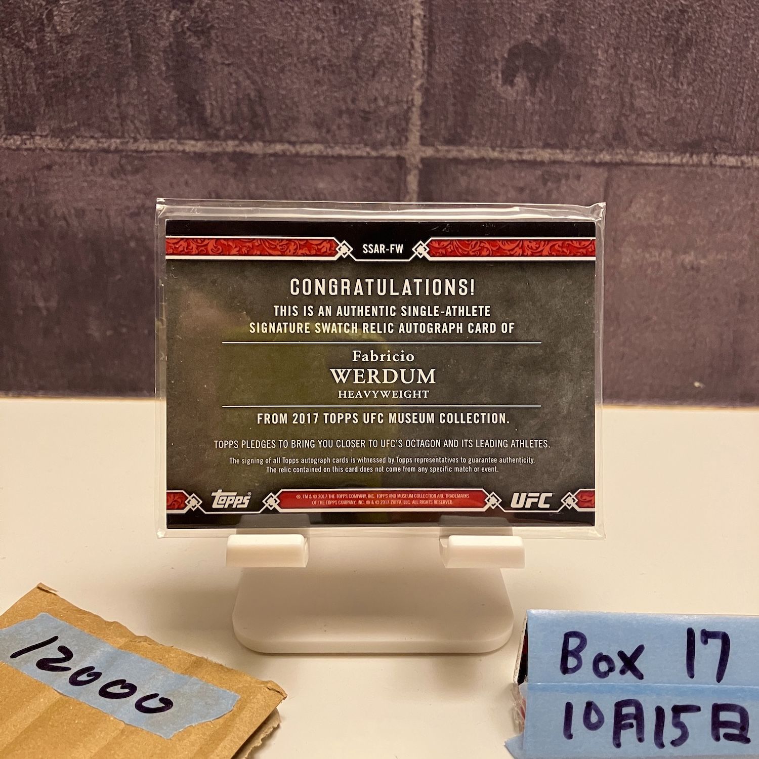 2017 Topps Museum Collection Fabricio Werdum 158 199 直筆サインカード UFC Signature Swatch ジャージ カード