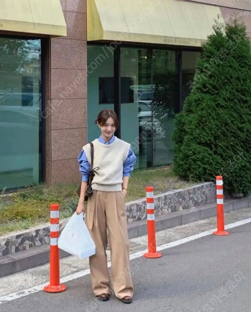 gedGed ベルト付き ピンタック パンツ キャメル