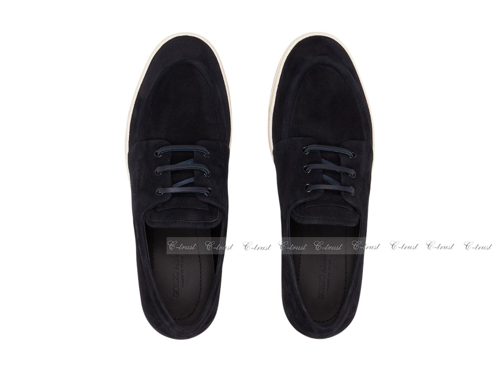 GIORGIO ARMANI ジョルジオアルマーニ スニーカー シューズ 靴 スエード レザー ゴート GA ロゴ イタリア製 新品  ダークネイビー L912-7M..