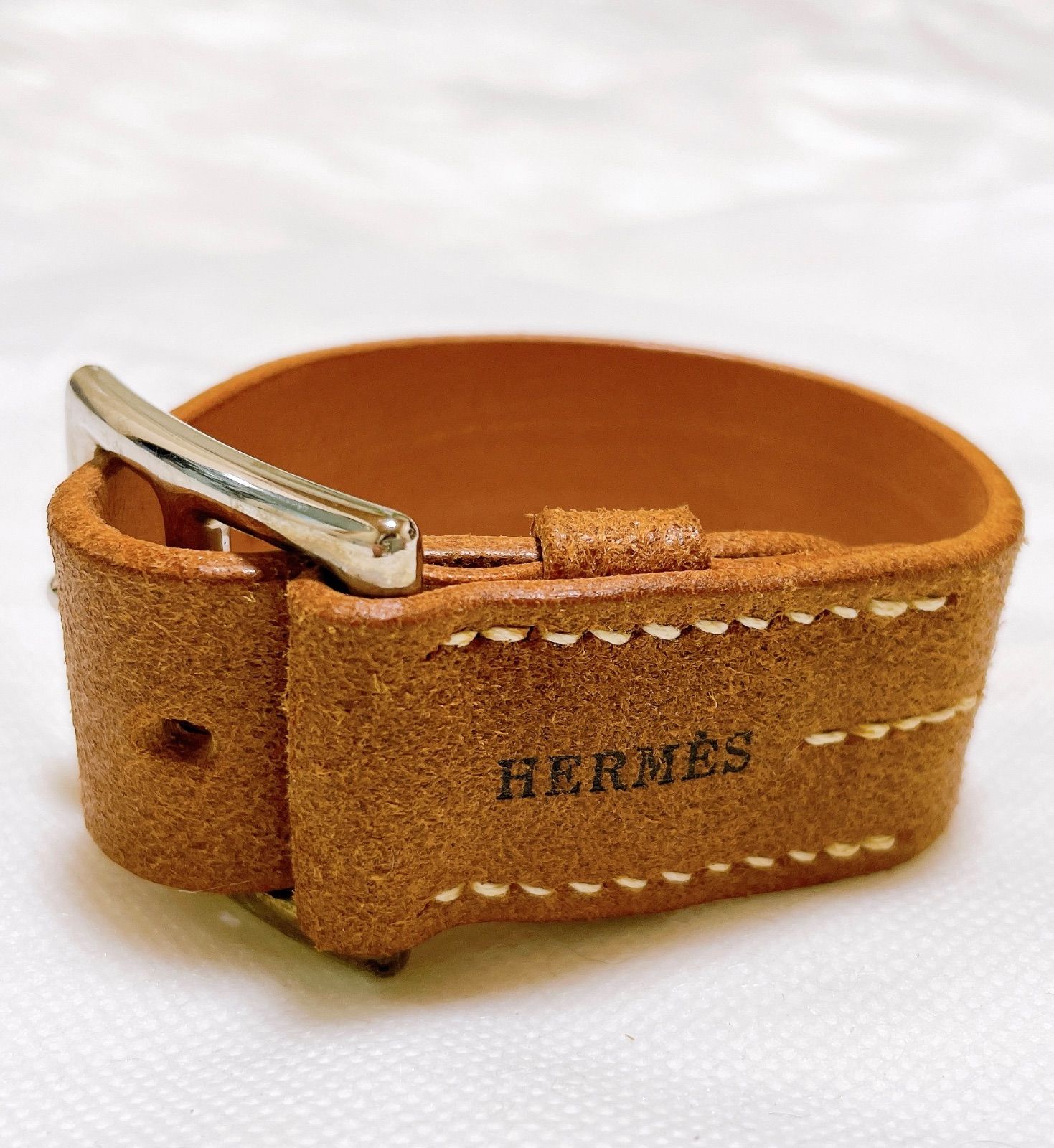 エルメス エトリヴェール スエード G刻印 レザー ブレスレット バングル 革