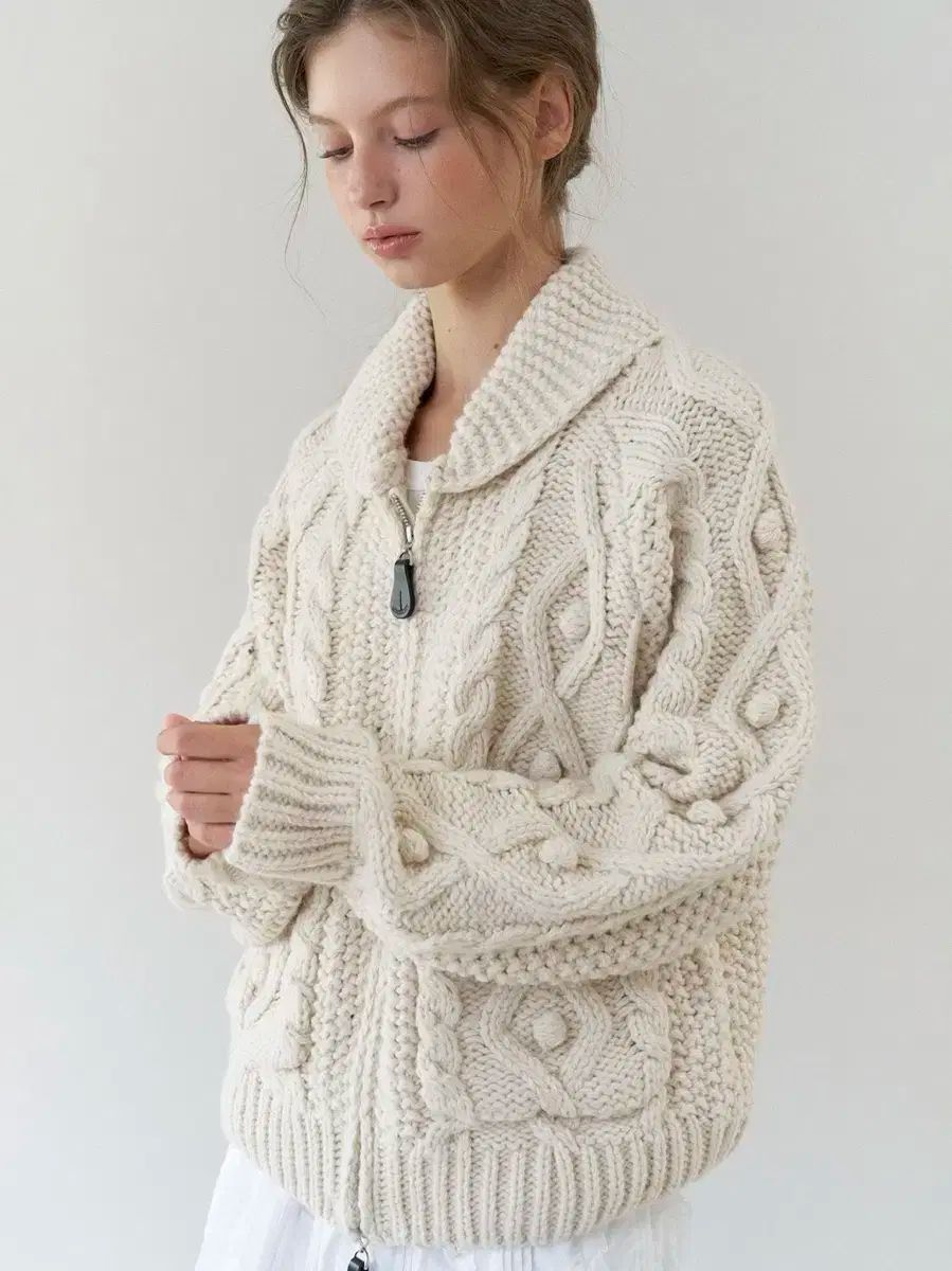 ヘザーメント ベル ヴィンテージ カーディガン クリーム