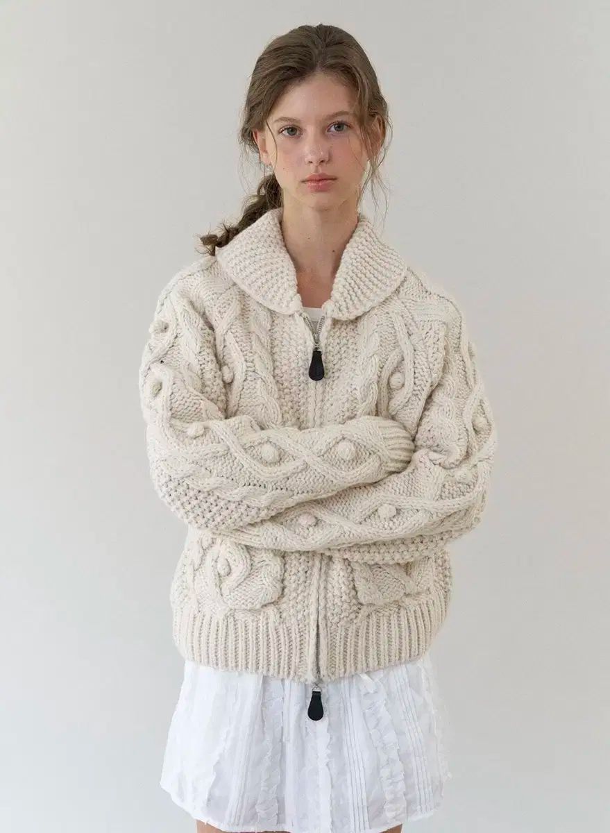 ヘザーメント ベル ヴィンテージ カーディガン クリーム