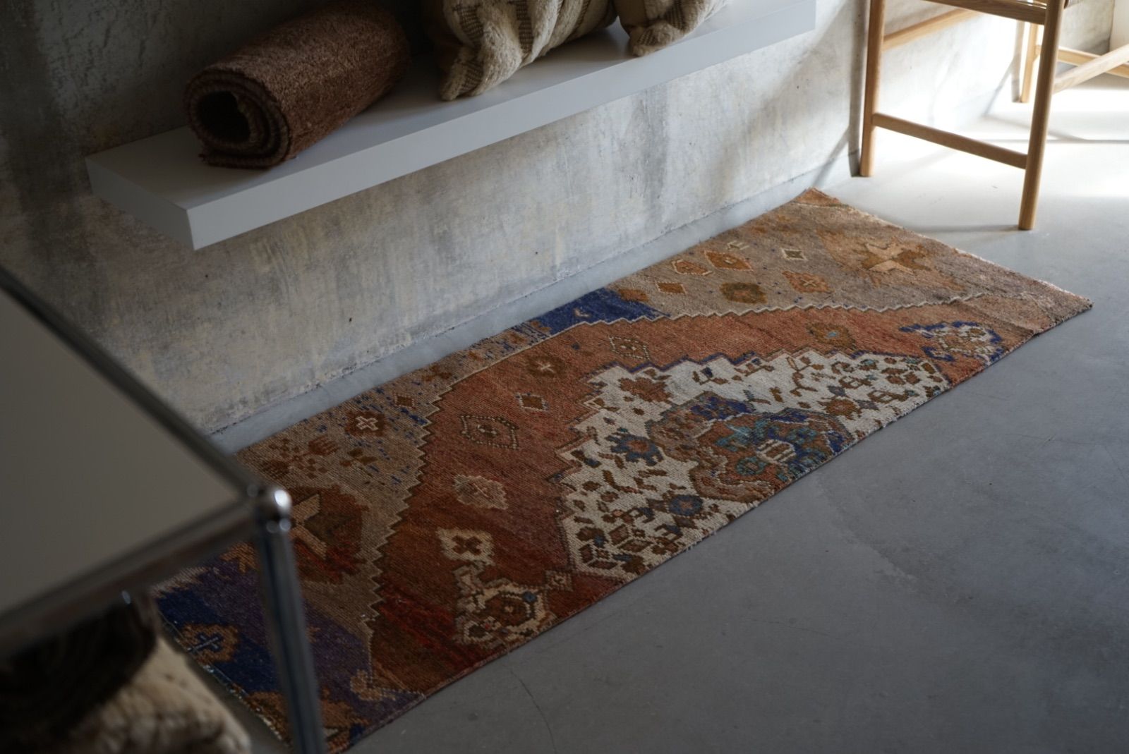 ヴィンテージラグ トルコ アナトリア ランナーラグ ブラウン 155 × 61.5 cm No.TR25187