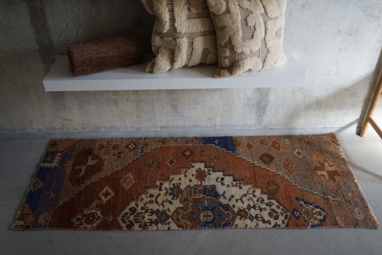 ヴィンテージラグ トルコ アナトリア ランナーラグ ブラウン 155 × 61.5 cm No.TR25187