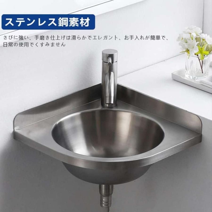 洗面ボール 壁掛け 洗面ボウル 排水金具付き 小型 ステンレス製 洗面台 耐摩耗性 耐傷性 耐久性 置き型 手洗い器 コーナー洗面台 浴室洗面