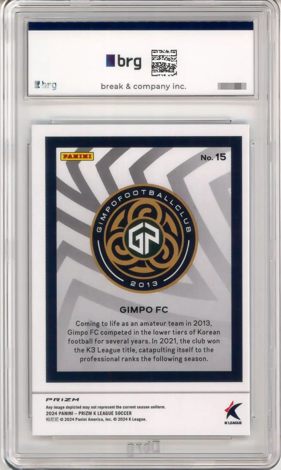 2025 Panini パニーニ プリズム Fan プロモ GimpoFC BRG9 LLC-HASEGAWATOSO_COM