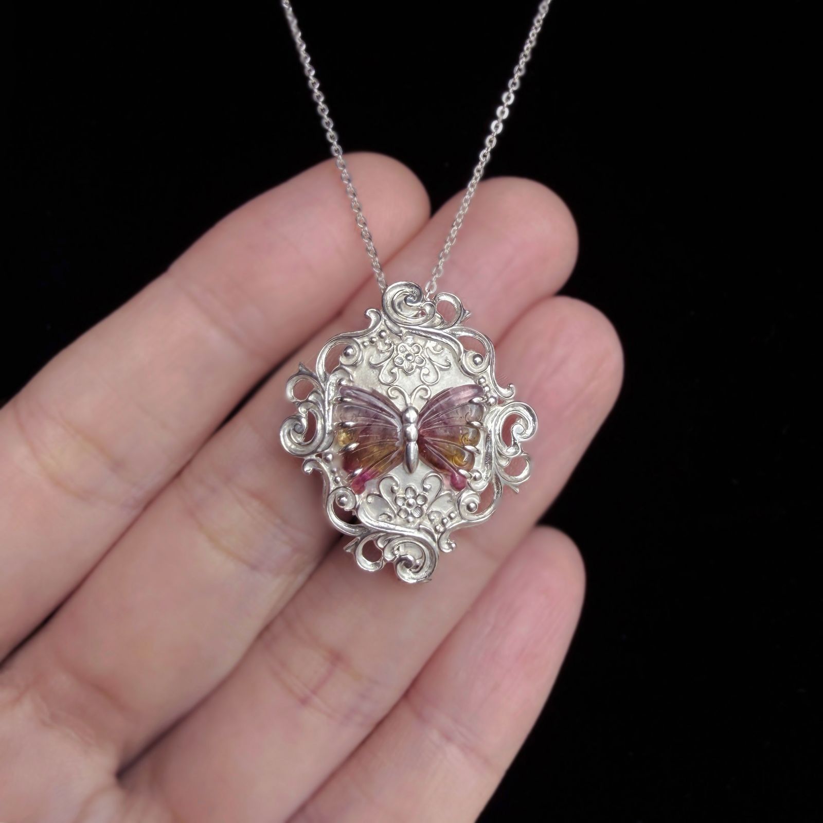現品 Mila｜ミラ 蝶 トルマリン ブローチ ペンダント SV925