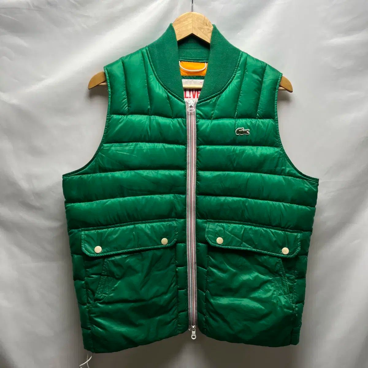 52 ラコステ ライブ 緑 グリーン グースダウン 軽量ダウン ベスト ベスト