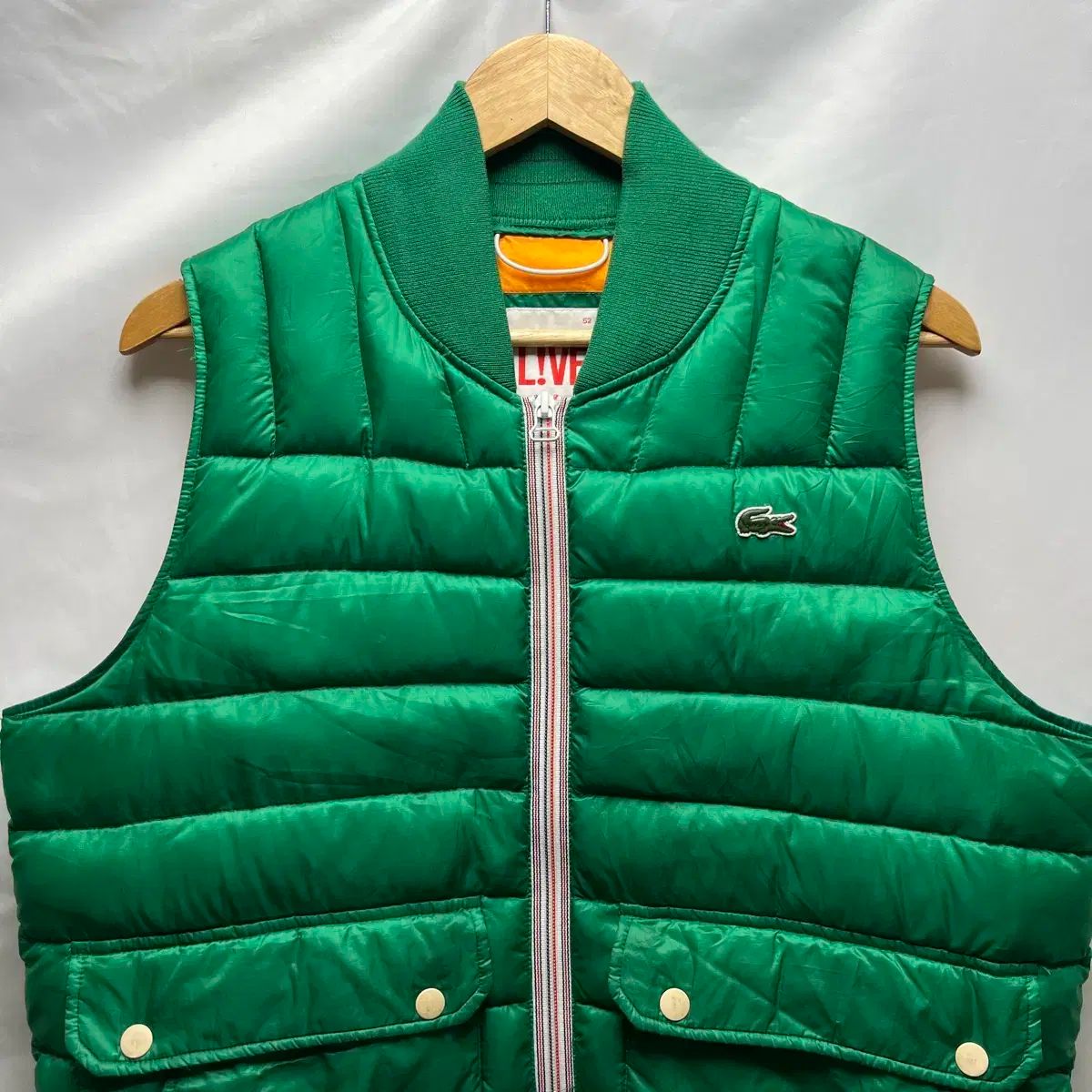52 ラコステ ライブ 緑 グリーン グースダウン 軽量ダウン ベスト ベスト