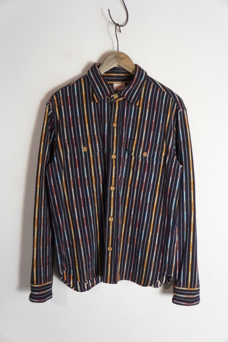TENDERLOIN テンダーロイン T-NATIVE SHIRT 長袖 ネイティブ シャツ アーカイブ サイズS 紺ストライプ 1026P