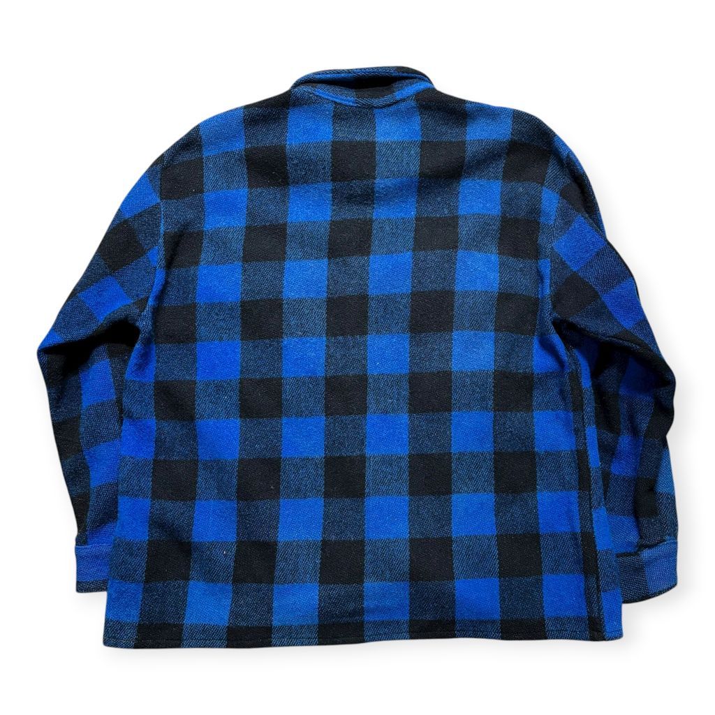 50’s カナダ製 Humphrey バッファローチェック ウールシャツ ボックスシルエット 青黒 古着