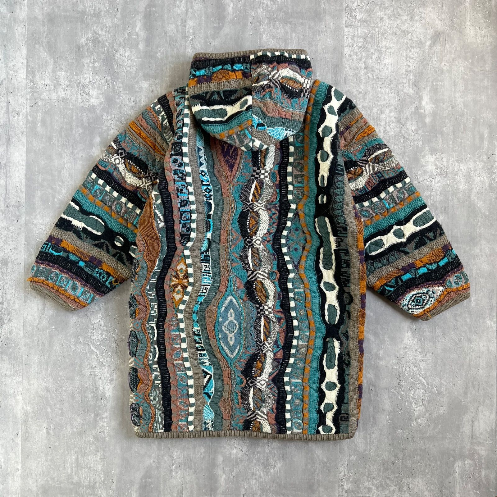 90s COOGI クージー ウール3Dニット ダッフルコート キルティングライナー トグルボタン Mサイズ オーストラリア製