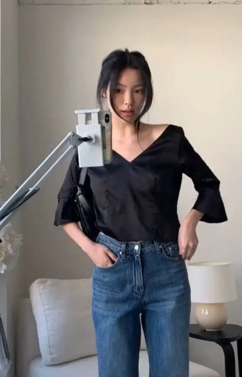  ルエ Lea JANE V NECK TOP 長袖 シャツ ブラウス