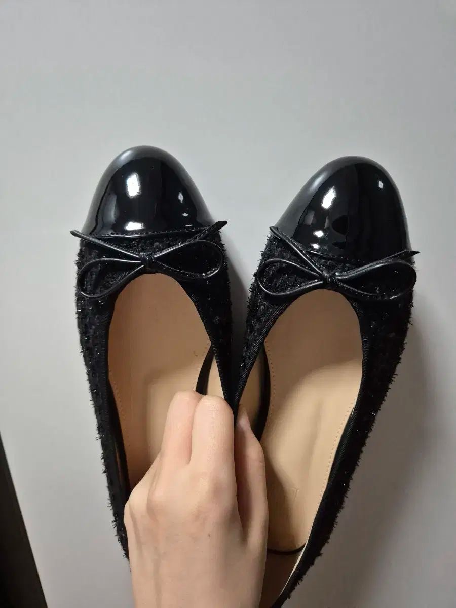  シエ ベラ リボンフラット ツイード ブラック 245 フラットシューズ バレエシューズ パンプス