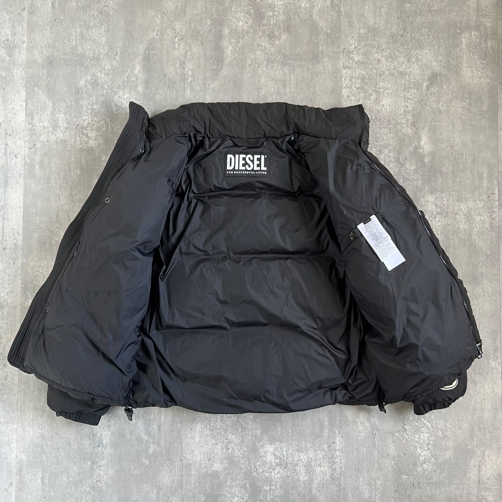 【美品】 DIESEL ブラックダウンジャケット フード取り外し可能 DIESEL ディーゼル 現行 Real Down Jacket 