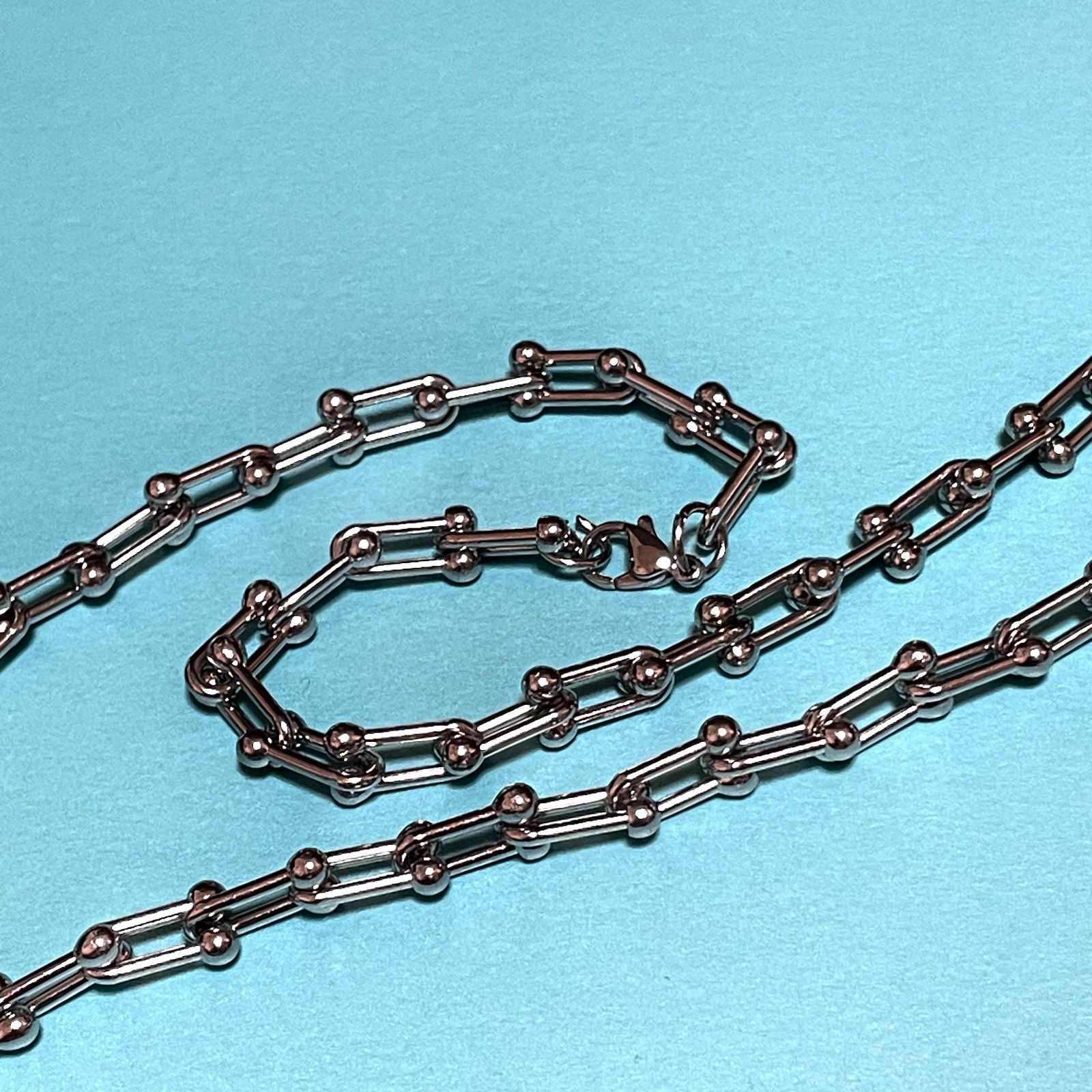 SV925 Uチェーンネックレス ハードウェアデザイン 45コマ 46cm SV925 Uチェーンネックレス ハードウェアデザイン 45コマ 46cm