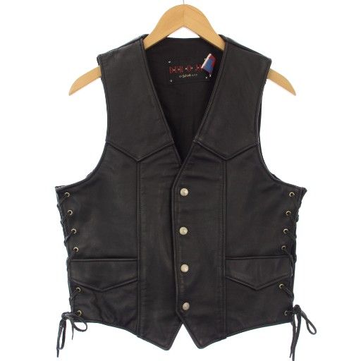 ショット SCHOTT DUROJAC BY レザーベスト ジレ レースアップ M ブラック 2184 TK