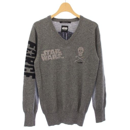 マーク＆ロナ MARK-LONA STARWARS ニット セーター Vネック 長袖 カシミヤ S グレー MLBK-14W-B01 TK