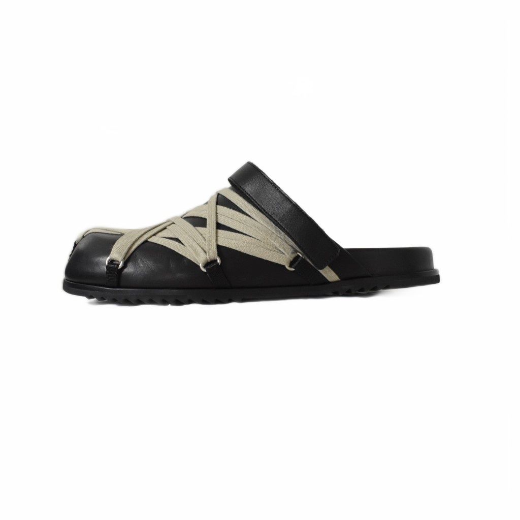リックオウエンス Rick Owens GRANOLA MULES メガレース ミュール サンダル 43 黒 ブラック AA