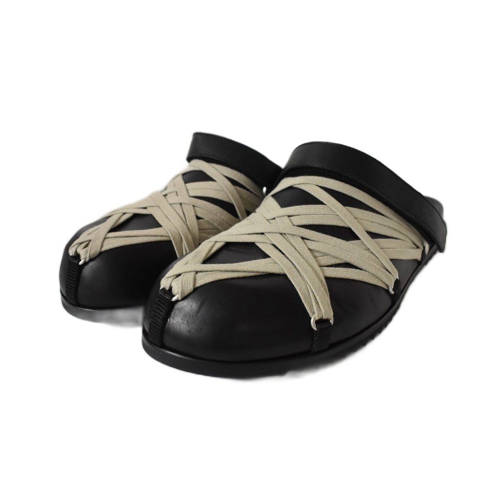 リックオウエンス Rick Owens MEGALACED GRANOLA MULES メガレース ミュール サンダル 43 黒 ブラック RU01E5813LOOW1 AA