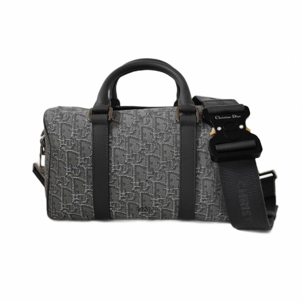 ディオール Dior LINGOT26 ランゴ26 オブリーク グリッター ショルダーバッグ ハンドバッグ グレー AA