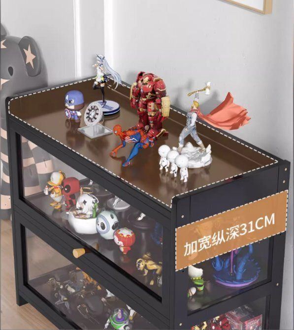 竹製フィギュアショーケースロック付きアクリル透明防塵ショーケースレゴブラインドケース置物模型収納ケース透明なアクリル製のドアパネルです