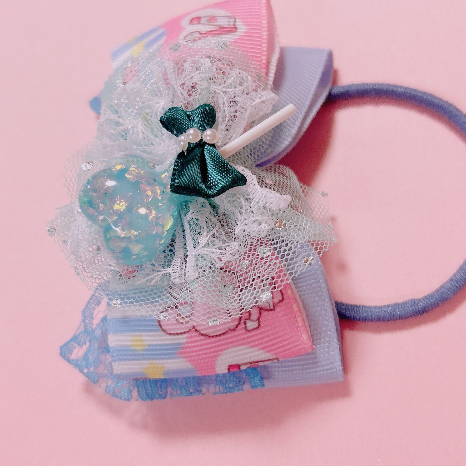 ゆめかわ🖤キャンディポップ パステルブルーリボン】ツインセット