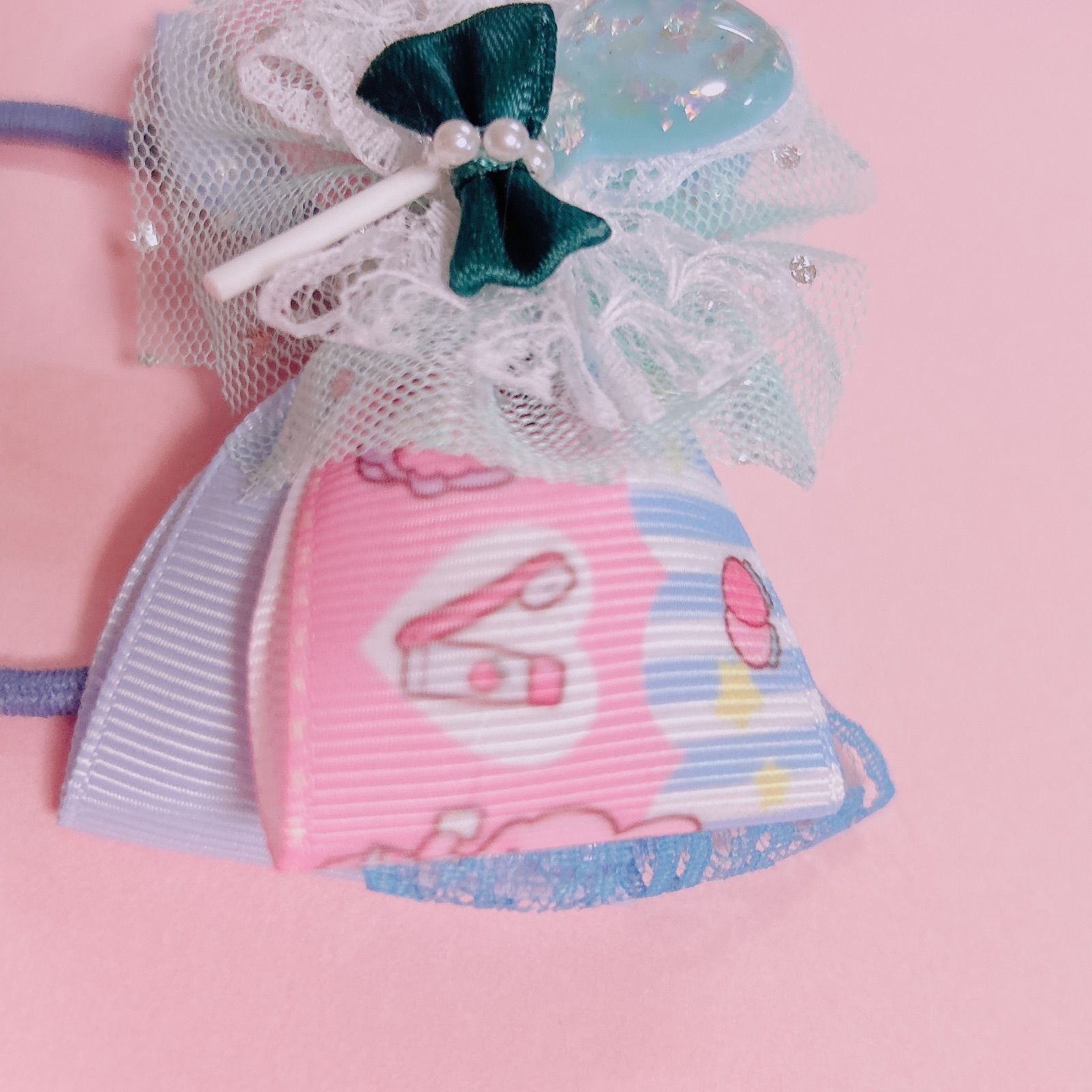 ゆめかわ🖤キャンディポップ パステルブルーリボン】ツインセット