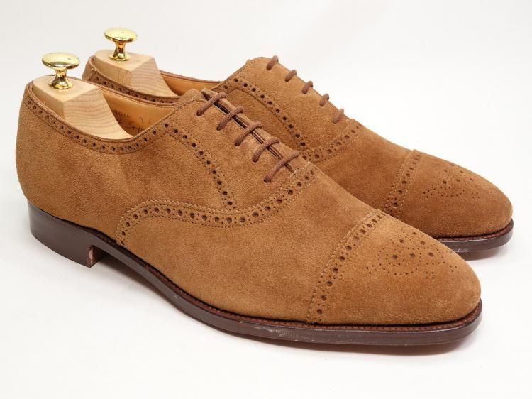 649 1021 程度 ジョンロブ クロケット製 SEYMOUR ブラウン スエード 9E S刻印