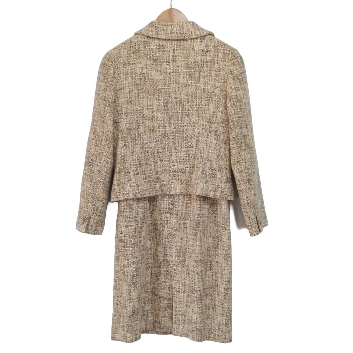 M S GRACY エムズグレイシー ワンピーススーツ レディース - ベージュ×グレーベージュ×アイボリー ツイード