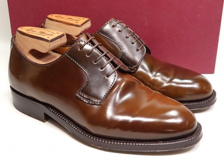 699 1022 !! 使用数回 エンツォ ボナフェ プレーントゥ ダークブラウン コードバン 5 ツリー付き