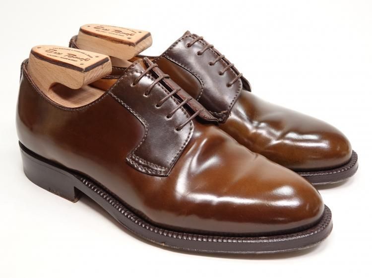 699 1022 !! 使用数回 エンツォ ボナフェ プレーントゥ ダークブラウン コードバン 5 ツリー付き