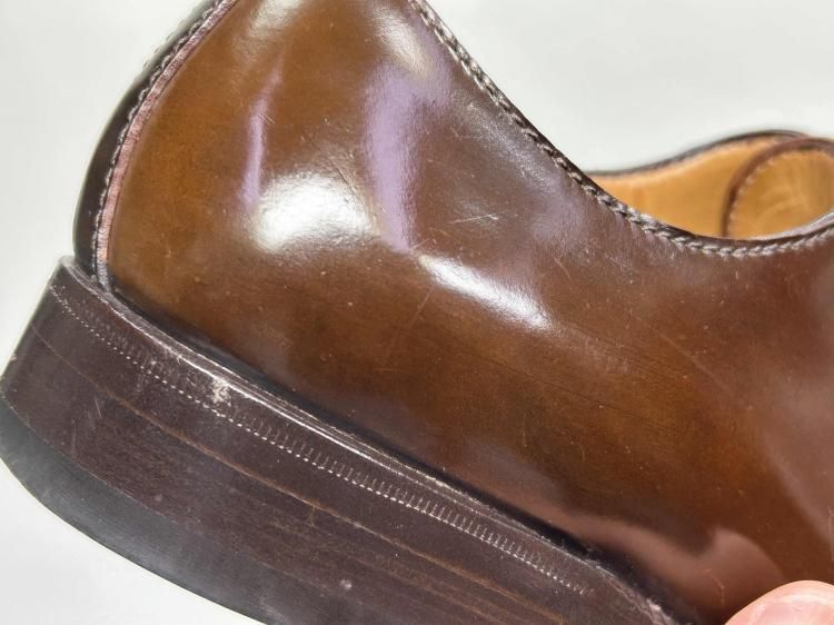  699 1022 !! 使用数回 エンツォ ボナフェ プレーントゥ ダークブラウン コードバン 5 ツリー付き ドレス ビジネスシューズ ブーツ 革靴