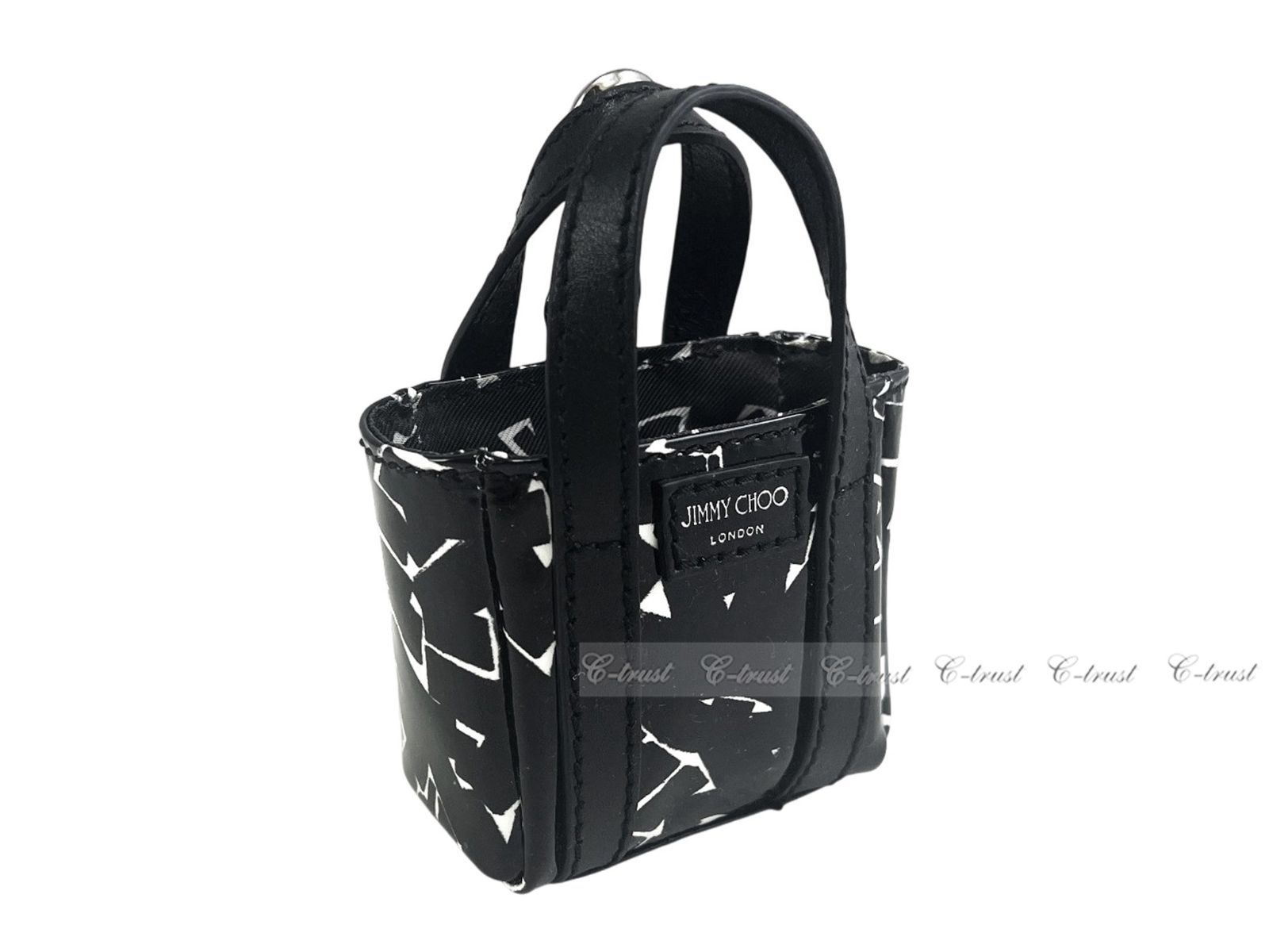 JIMMY CHOO ERIC HAZE ジミーチュウ エリックヘイズ コラボ チャーム バッグ BAG 小物入れ エナメル ロゴ ブラック L925