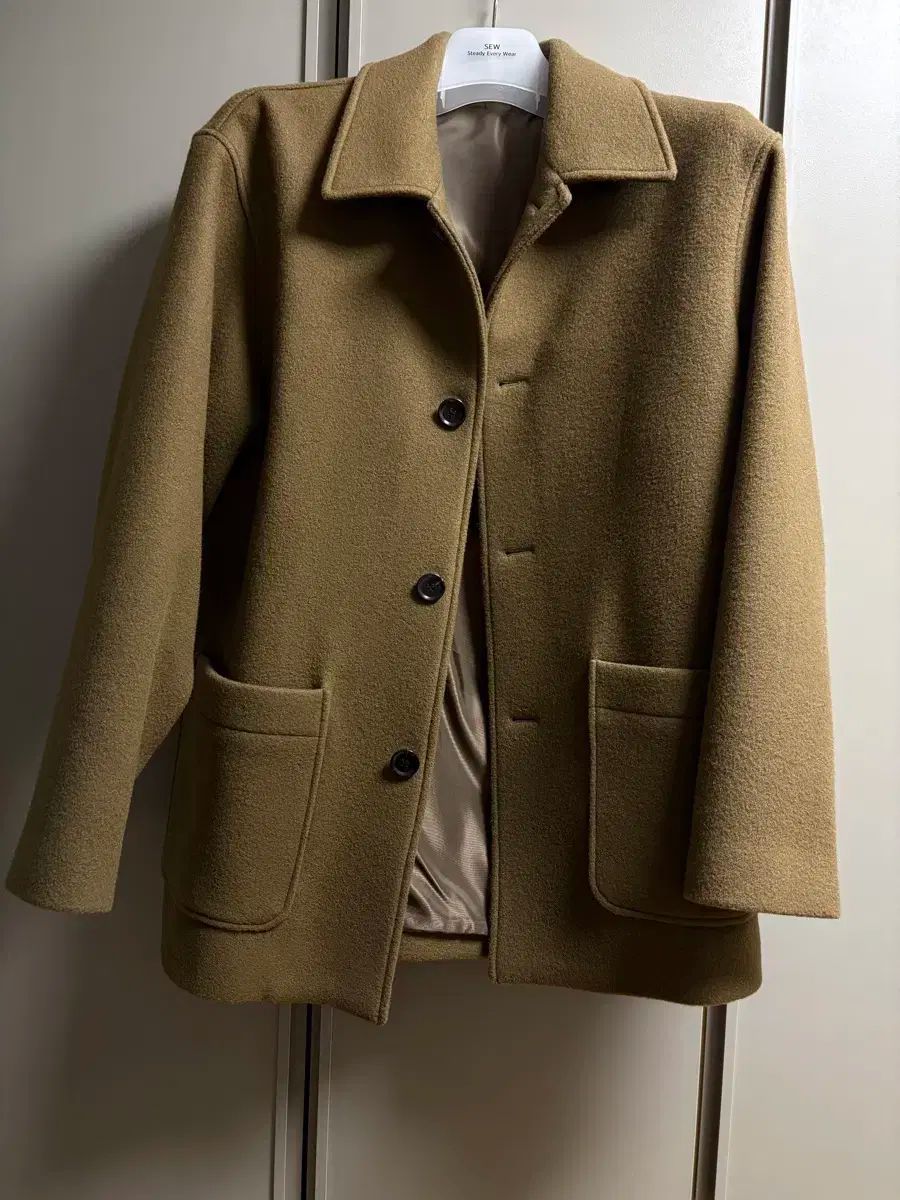 ステディエブリウェア sew ウール ハーフ コート オリーブ 2サイズ