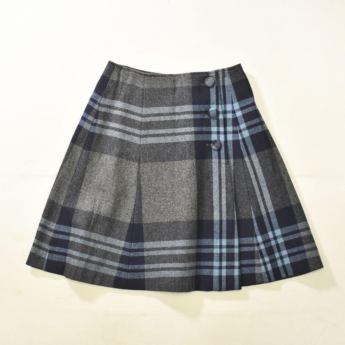 ヨークランド Yorkland ひざ丈 チェック柄 ウール スカート 7