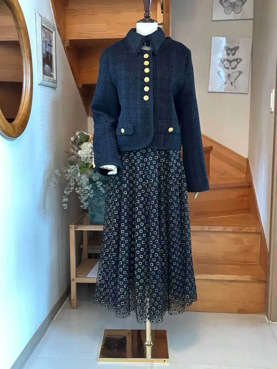 ツイード ジャケット スタシ スクエア パータン ロング スカート