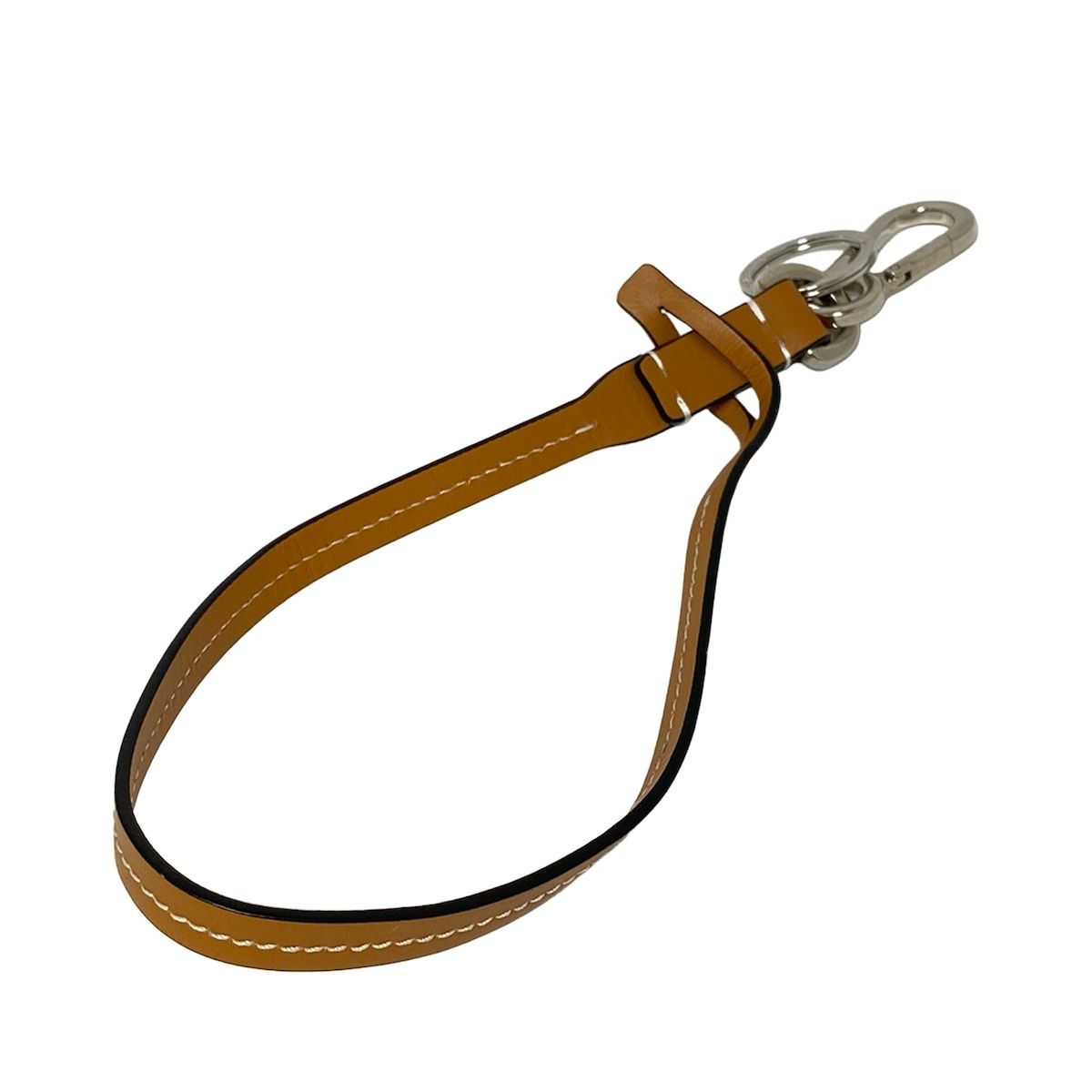 LOEWE ロエベ キーホルダー チャーム - ライトブラウン×シルバー レザー