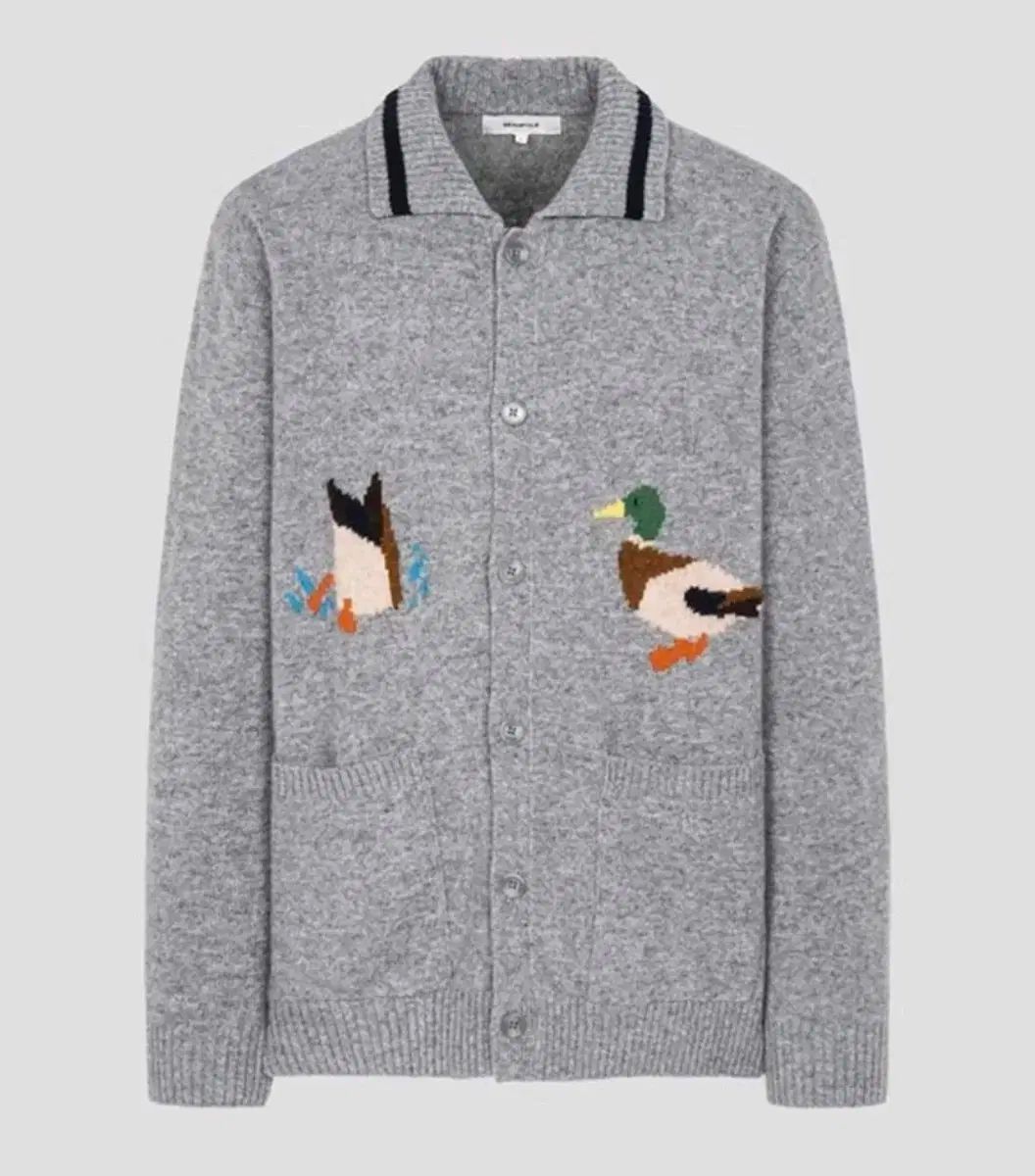 ビーンポール デニム アヒル ネック カーディガン グレー