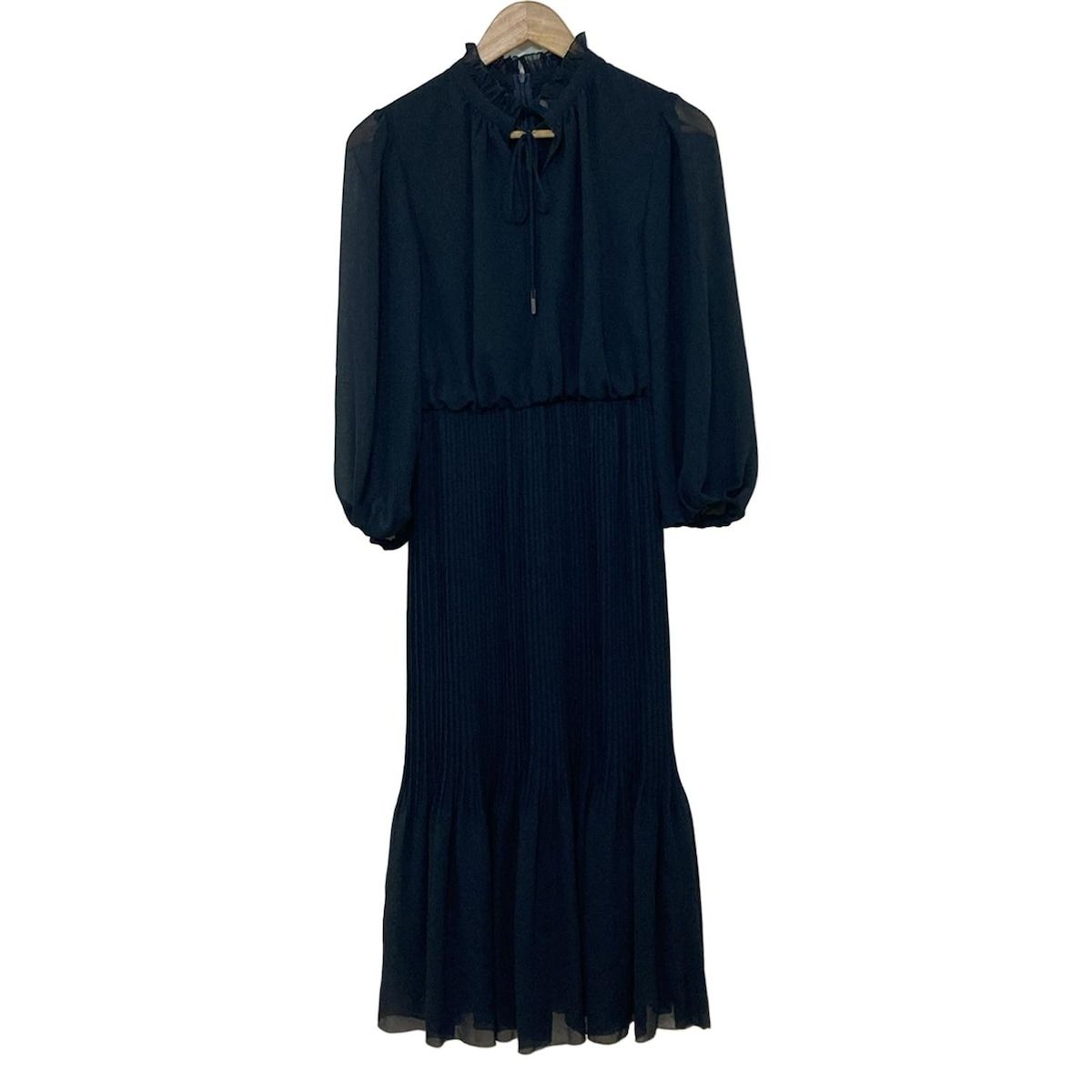 EPOCA エポカ ワンピース サイズ40 M レディース - ダークネイビー 長袖 マキシ丈 プリーツ