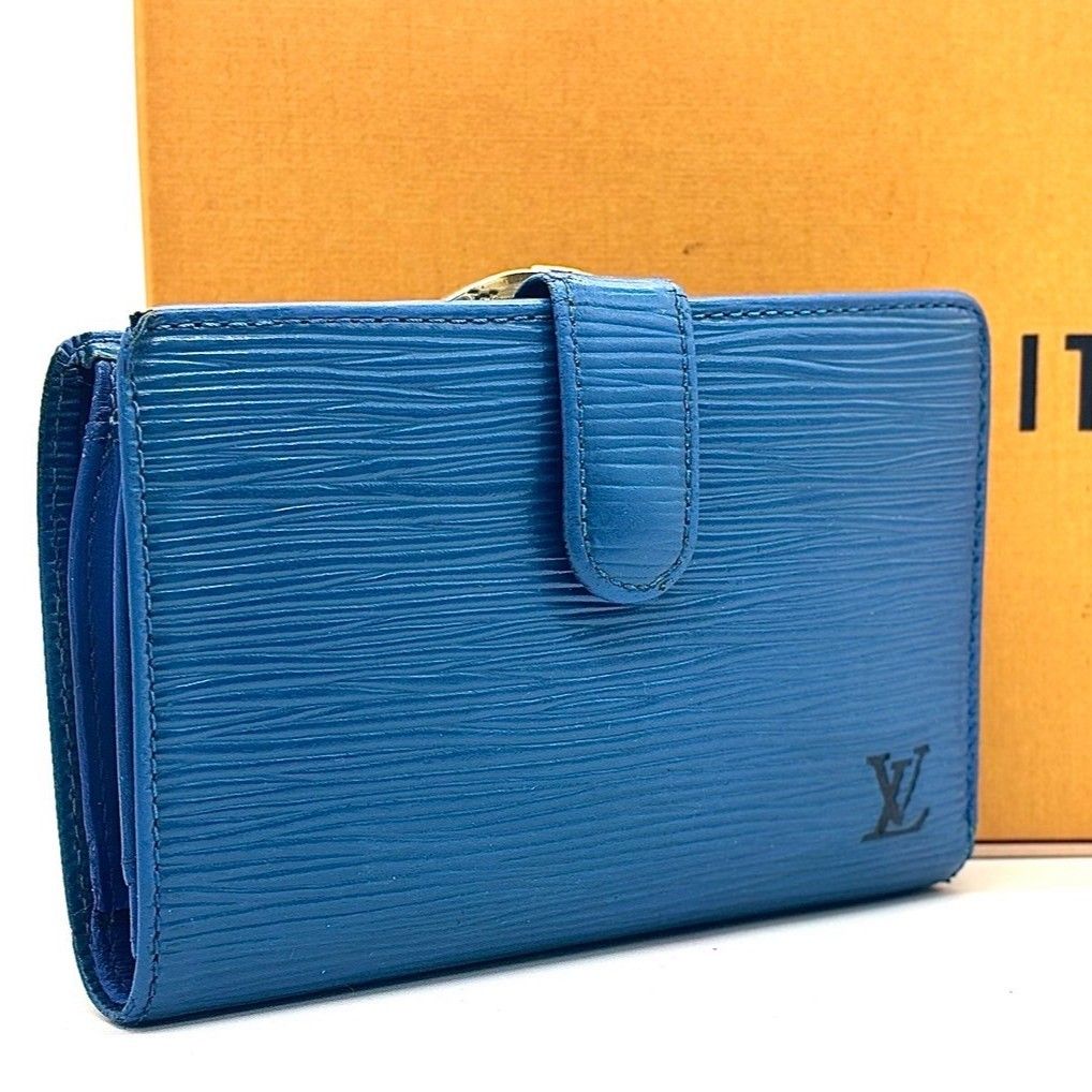 知性が香る青 LOUIS VUITTON ルイヴィトン 二つ折り財布 エピ ポルトフォイユ ヴィエノワ がま口 M6324G MI0975 ブルー