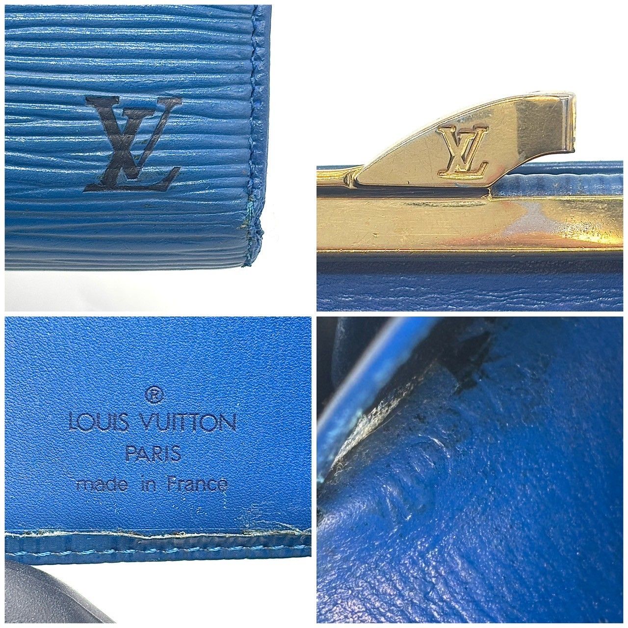 知性が香る青 LOUIS VUITTON ルイヴィトン 二つ折り財布 エピ ポルトフォイユ ヴィエノワ がま口 M 6324 G MI 0975 ブルー