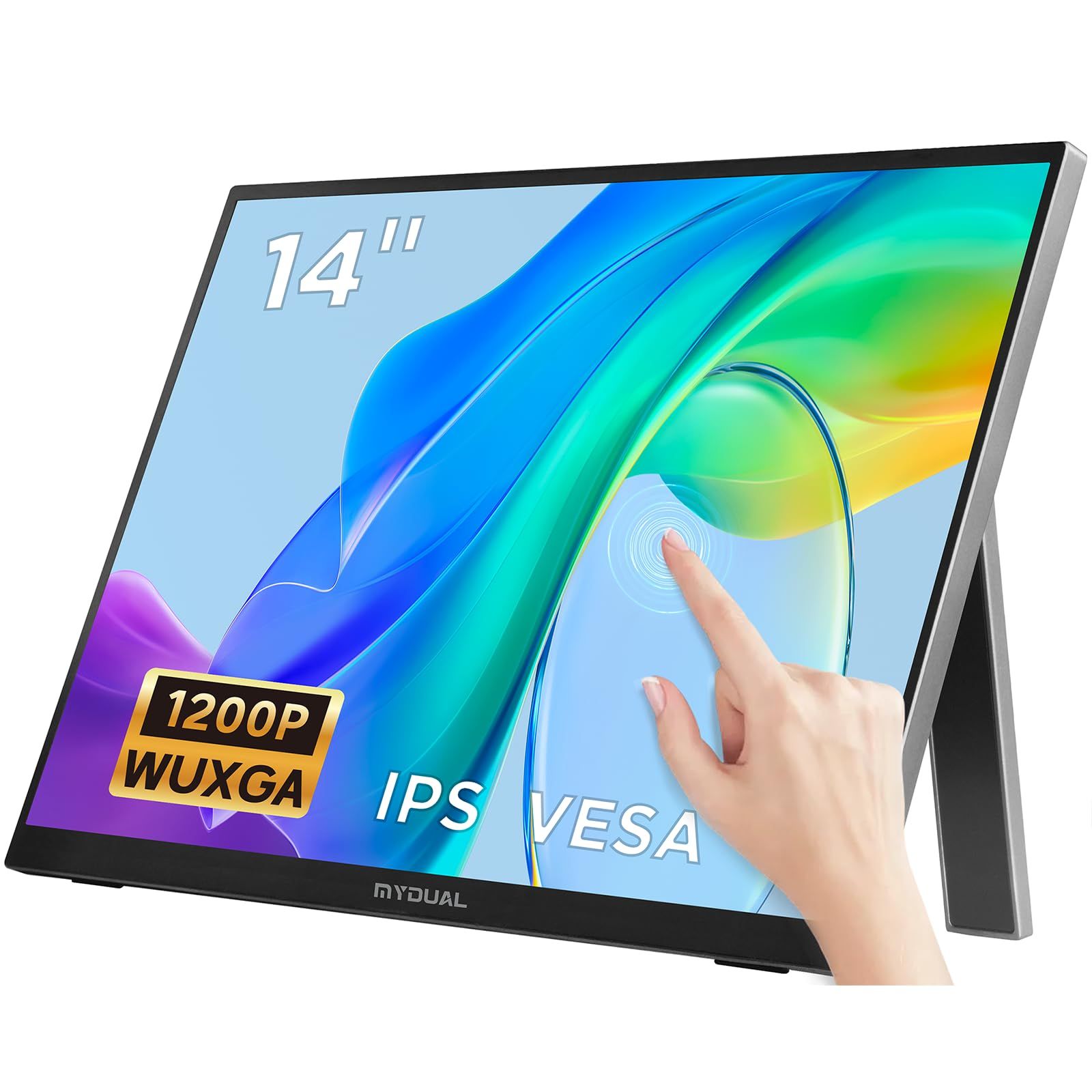 A グレードパネル MyDual モバイルモニター タッチパネル 14インチ vesa 軽量 1920 1200 モバイルディスプレイ ポータブルモニター 自立式 非光沢IPS液晶パネル 薄型 USB Type-C miniHDMI スマートフォン P